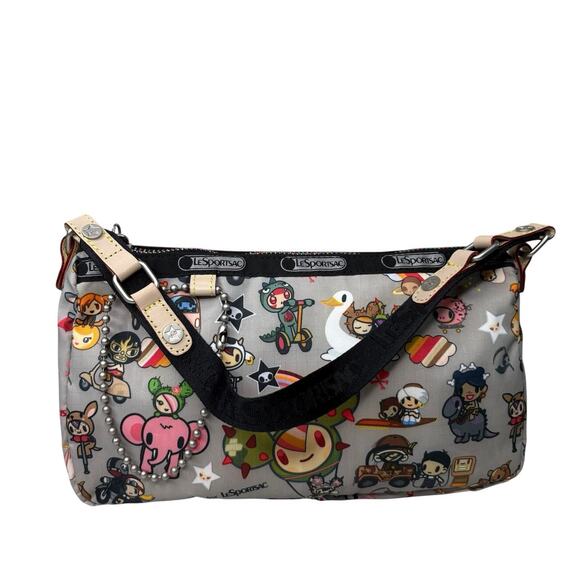 Tokidoki x LeSportsac Trasporto Ciao Shoulder Bag Rare Retired Print Gray NWOT - Picture 11 of 12